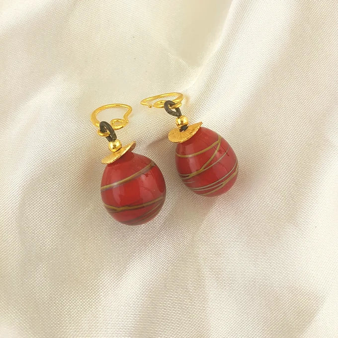 Red orb earrings