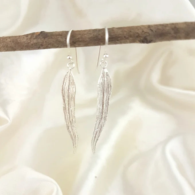 Sterling silver gum leaf earrings