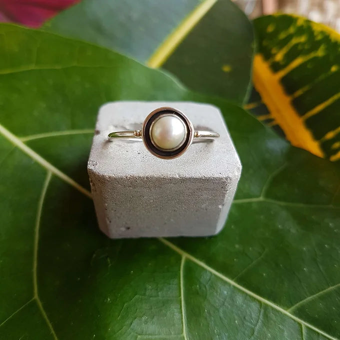 Single Pearl Sterling Ring