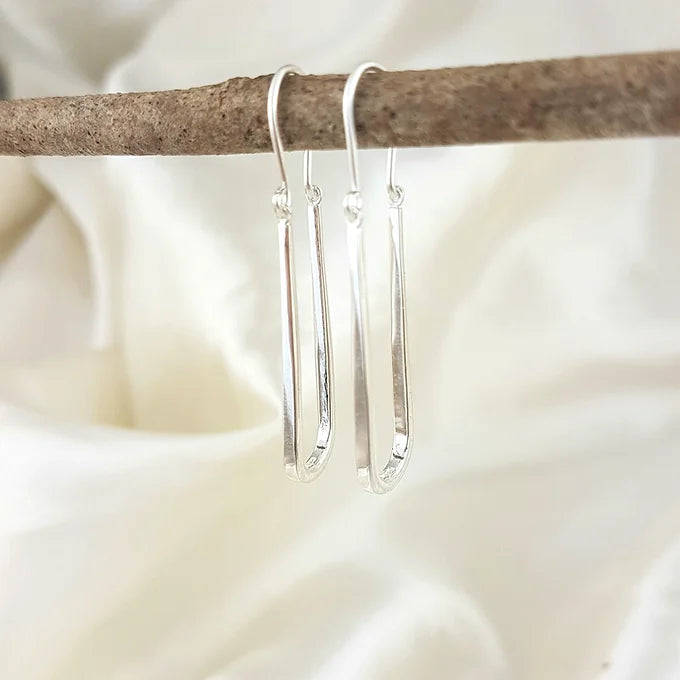 Sterling silver long hoop earrings