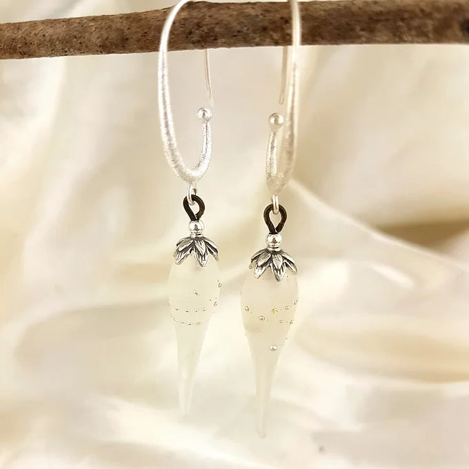 Misty morning frosted droplet earrings