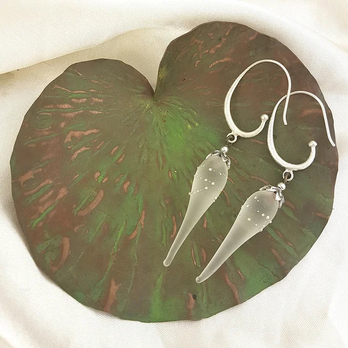 Misty morning frosted droplet earrings