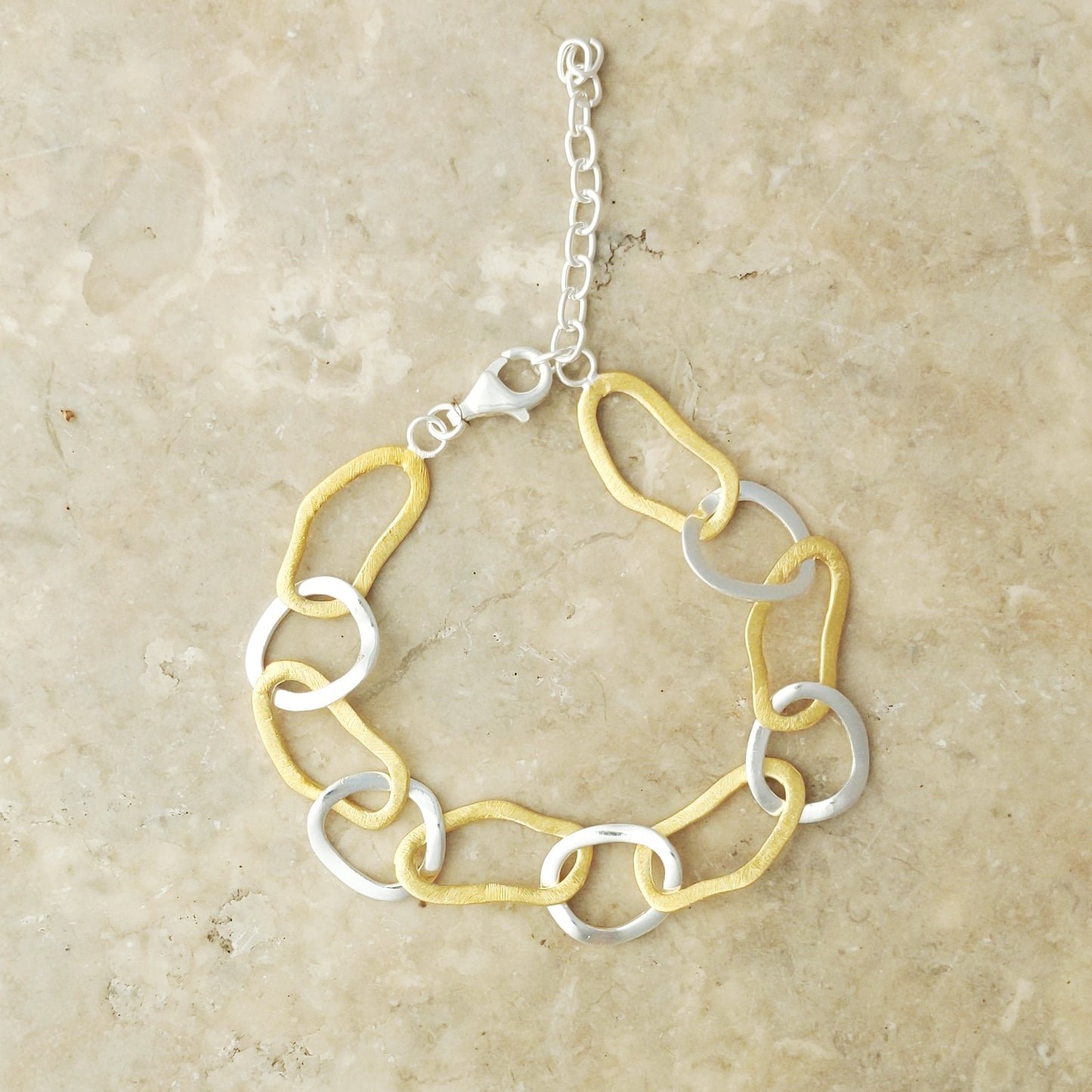 Matte Gold and Silver Big Link Bracelet