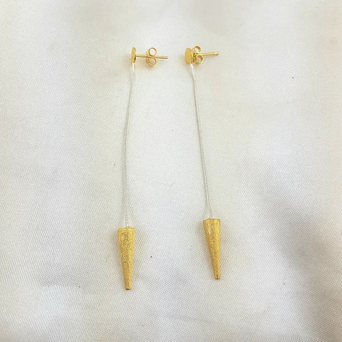 Gold & sterling silver spike earrings