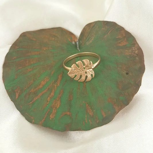 Sterling silver monstera leaf ring