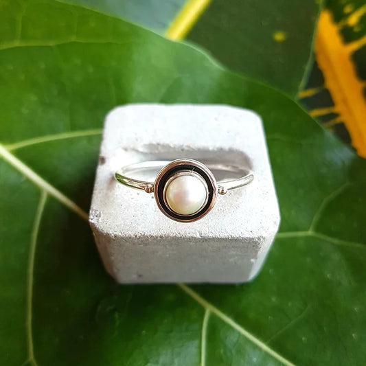 Single Pearl Sterling Ring