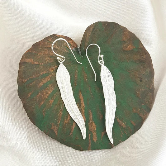 Sterling silver gum leaf earrings