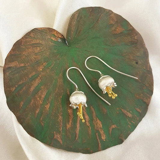 Silver and Gold bluebells earrings