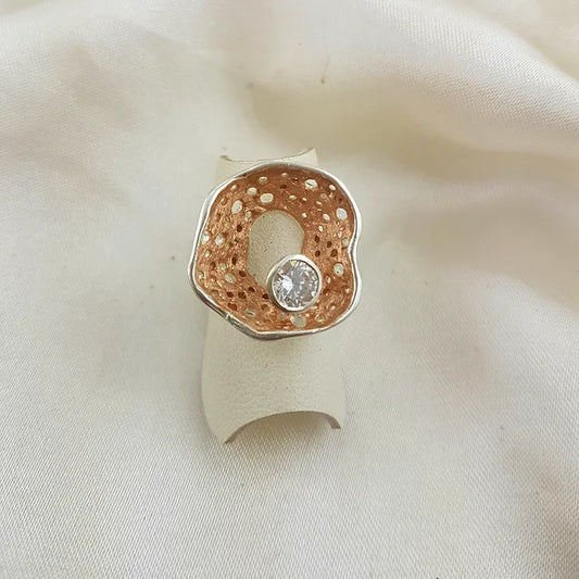 Rose gold, sterling silver & diamond sparkle ring