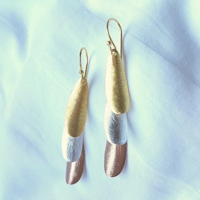 Three tone petal earrings