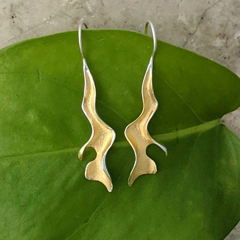 Gold and Silver Wavy Earrings