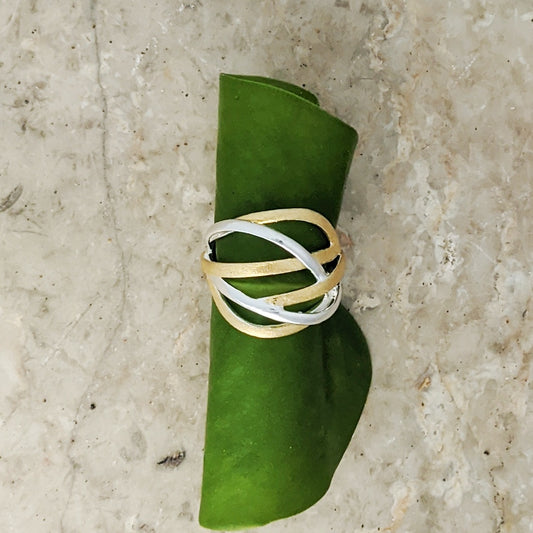 Gold and Silver multi-banded Ring