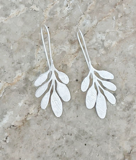 Flat leaf Sterling Earrings