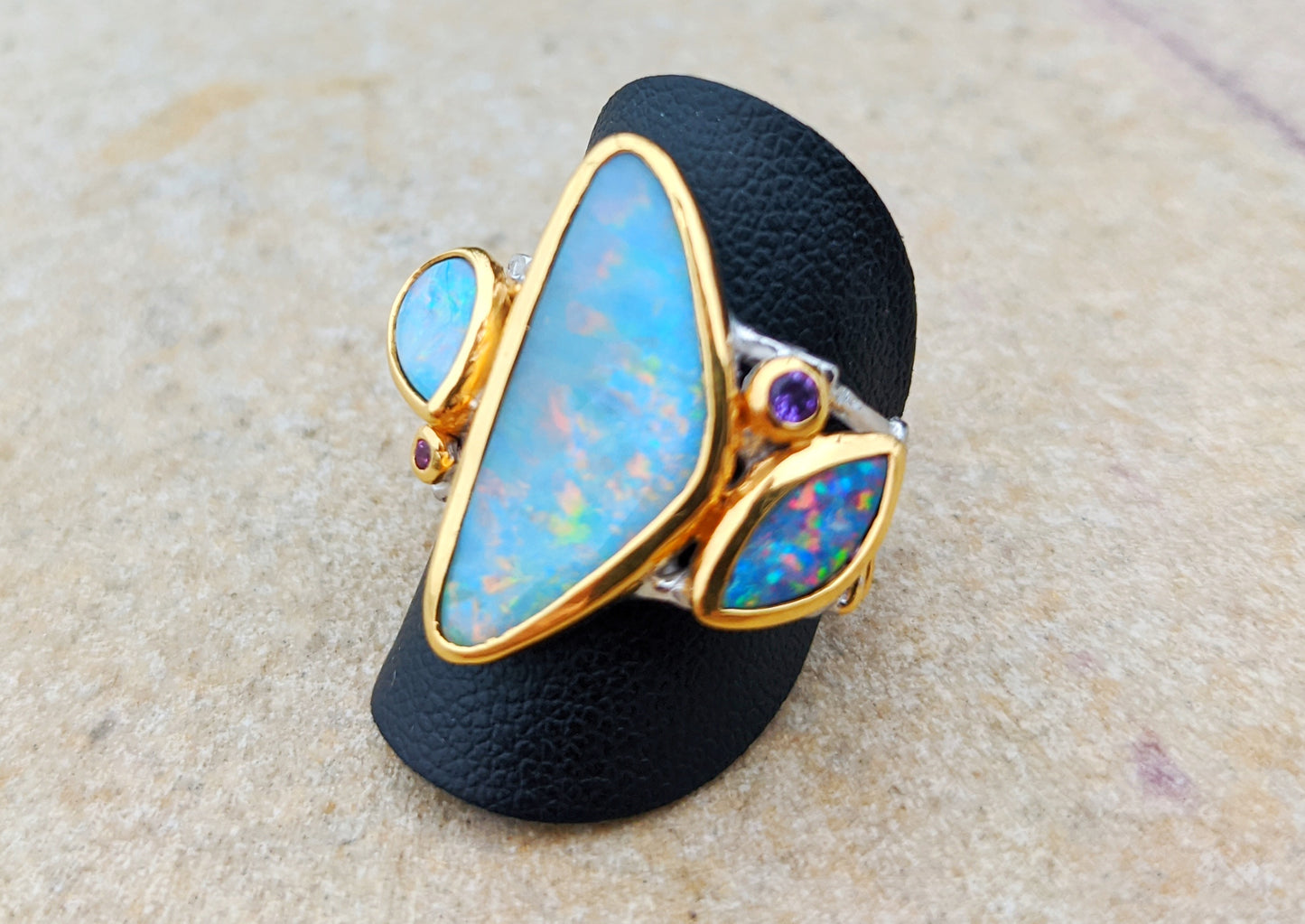 Australian Opal Gold and Silver Ring