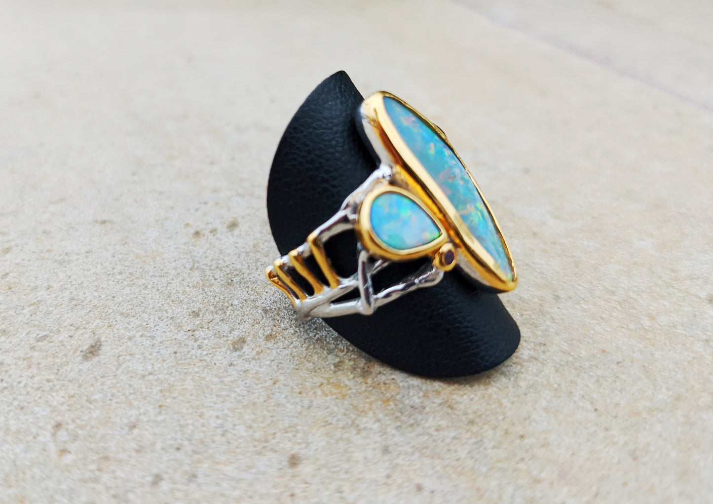 Australian Opal Gold and Silver Ring